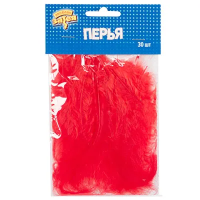 Перья декоративные красные 10см 30шт